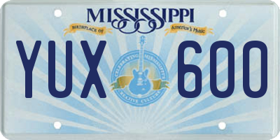 MS license plate YUX600