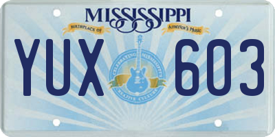 MS license plate YUX603