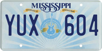 MS license plate YUX604