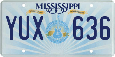 MS license plate YUX636