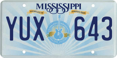 MS license plate YUX643