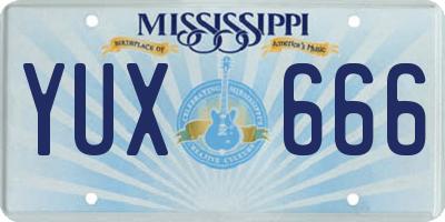 MS license plate YUX666