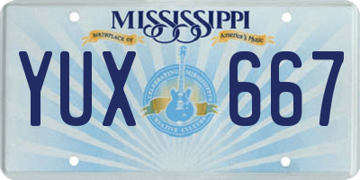 MS license plate YUX667