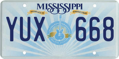 MS license plate YUX668