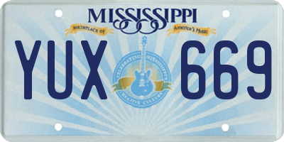 MS license plate YUX669