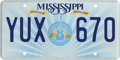 MS license plate YUX670