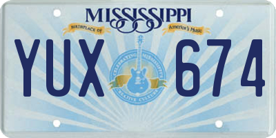 MS license plate YUX674