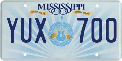 MS license plate YUX700