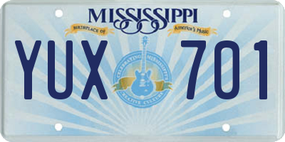 MS license plate YUX701
