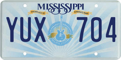 MS license plate YUX704