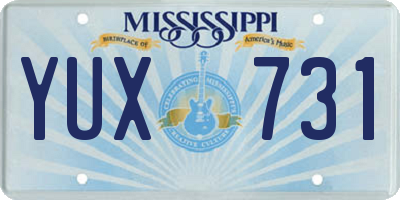 MS license plate YUX731