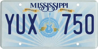 MS license plate YUX750