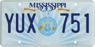 MS license plate YUX751