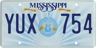 MS license plate YUX754