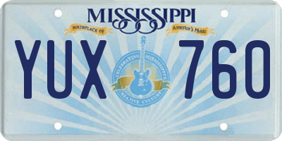 MS license plate YUX760