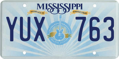 MS license plate YUX763