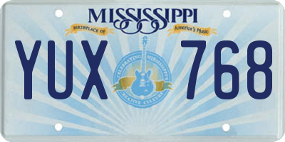 MS license plate YUX768