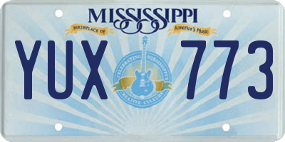 MS license plate YUX773
