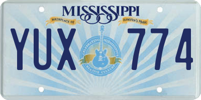 MS license plate YUX774