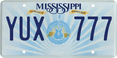 MS license plate YUX777