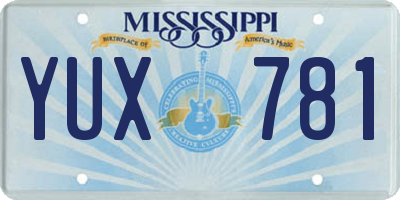 MS license plate YUX781