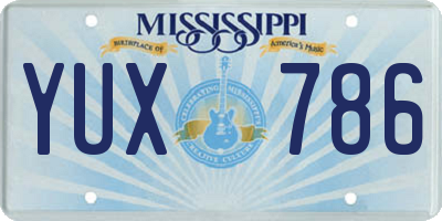 MS license plate YUX786
