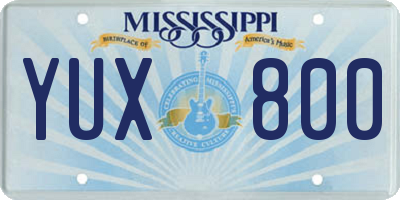 MS license plate YUX800