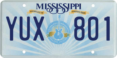 MS license plate YUX801