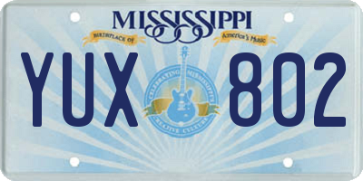 MS license plate YUX802