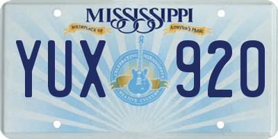 MS license plate YUX920