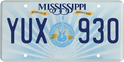 MS license plate YUX930