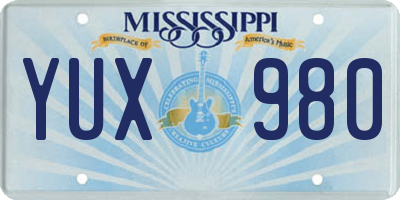 MS license plate YUX980