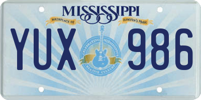 MS license plate YUX986