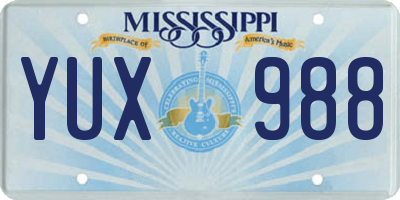 MS license plate YUX988