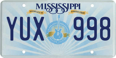 MS license plate YUX998
