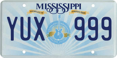 MS license plate YUX999