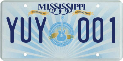 MS license plate YUY001