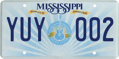 MS license plate YUY002