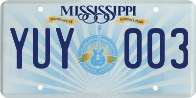 MS license plate YUY003