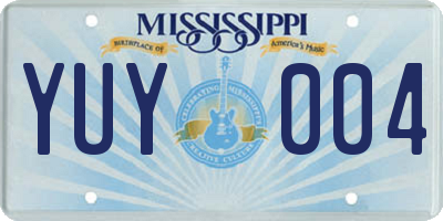 MS license plate YUY004