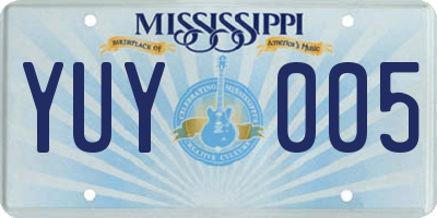 MS license plate YUY005