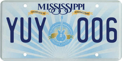 MS license plate YUY006