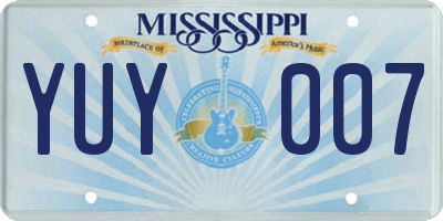 MS license plate YUY007