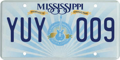 MS license plate YUY009