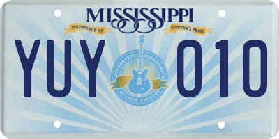 MS license plate YUY010