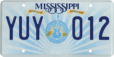MS license plate YUY012