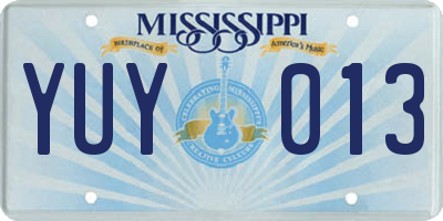 MS license plate YUY013