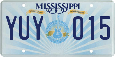 MS license plate YUY015