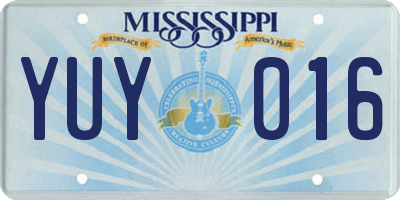 MS license plate YUY016