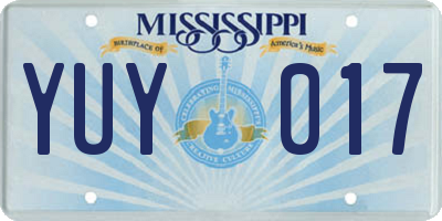 MS license plate YUY017
